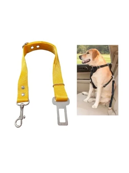 Köpek ve Kedi Araç Emniyet Kemeri Tasması (Sarı) ürün görseli 1