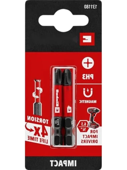 Darbeli Bit Seti, 2 Parça, 50 mm, PH3, S2 Çelik ve Torsiyon Bölgesi ürün görseli 1