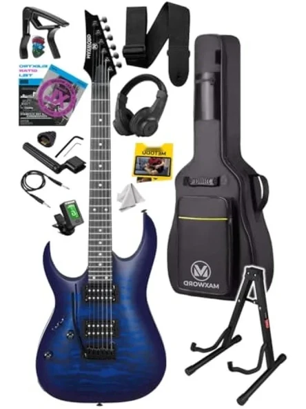 Yüksek Kaliteli Elektro Gitar - Blue Rosewood Klavye HH ürün görseli 1