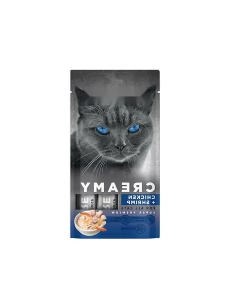 Creamy Tavuklu ve Karidesli Sıvı Kedi Ödül Maması - 4 x 15 gr ürün görseli 1