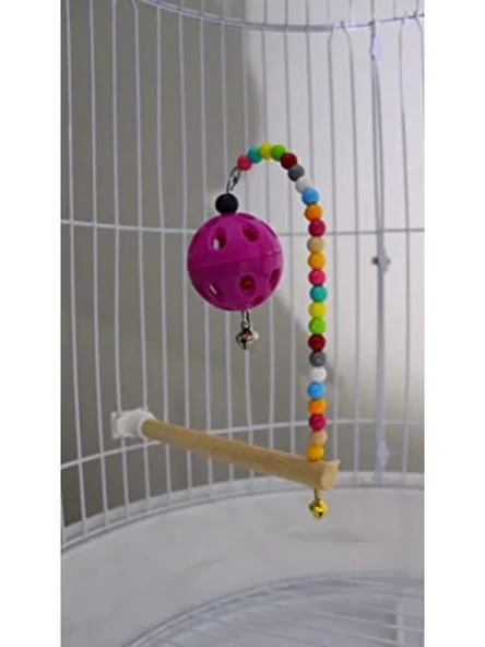 Ahşap Zilli Toplu Kuş Tüneği (13 cm) ürün görseli 1