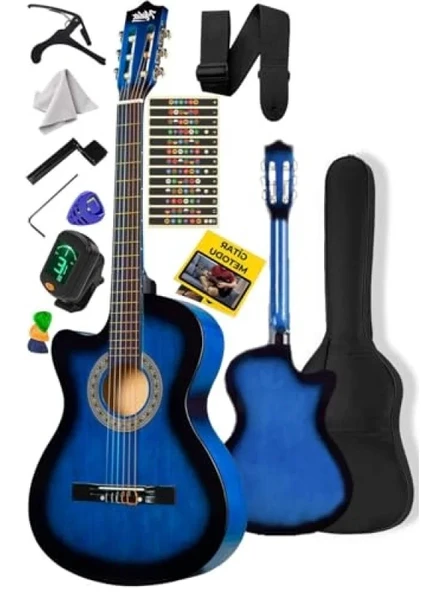 Mavi Klasik Gitar Seti - 4/4 Kesik Kasa ürün görseli 1