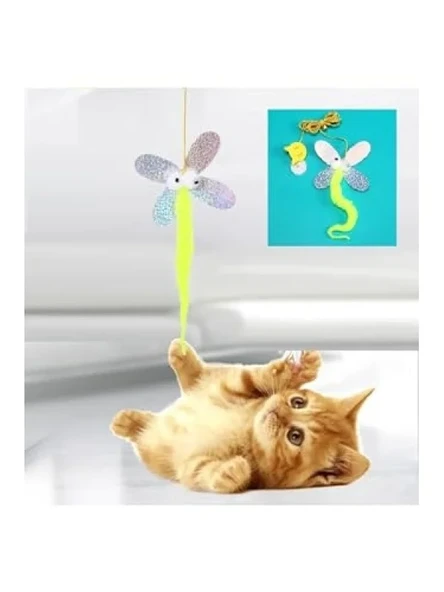 Elastik Kendinden Yapışkanlı Kedi Oyun Oltası - Kelebek Model ürün görseli 1
