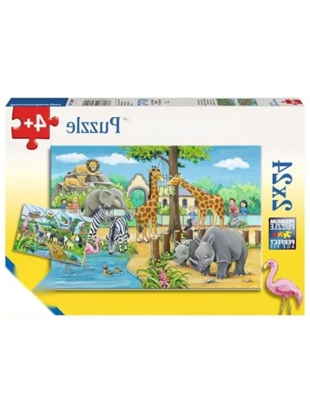2x24 Parça Renkli Hayvan Temalı Puzzle, 3 Yaş ve Üzeri için Eğlenceli Oyun ürün görseli 1