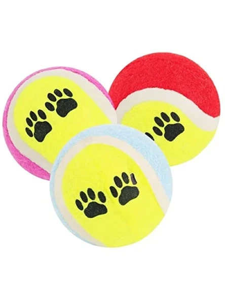 Renkli Desenli Tenis Topu - 3'lü Set, Kedi & Köpek Oyuncağı ürün görseli 1