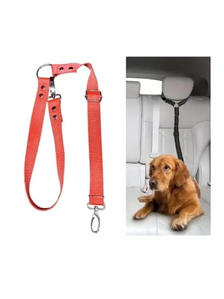 Ayarlanabilir Metal Kancalı Araç İçi Köpek Emniyet Tasması (Kırmızı) ürün görseli 1