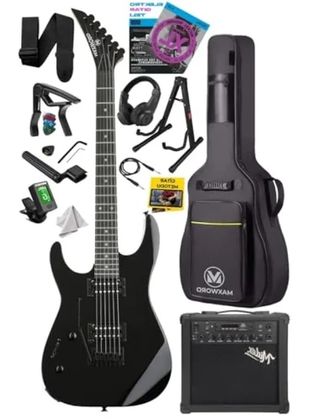 Yüksek Kalite 25W Amfili Elektro Gitar - Black Rosewood ürün görseli 1