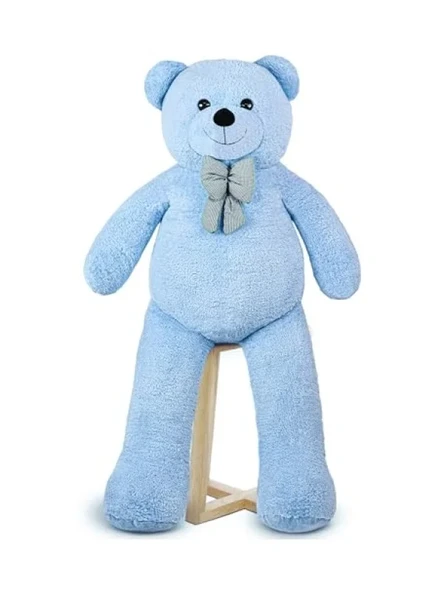 Yumuşak ve Sevimli Dev Peluş Ayıcık - 160 cm Papyonlu Tasarım (Mavi) ürün görseli 1
