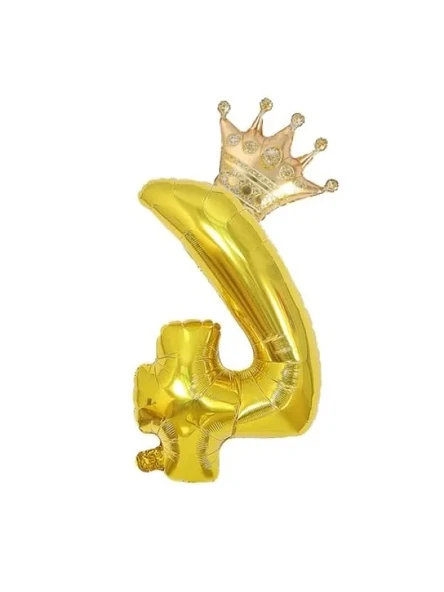 4 Rakam Gold Folyo ve Kral Tacı Folyo Seti ürün görseli 1