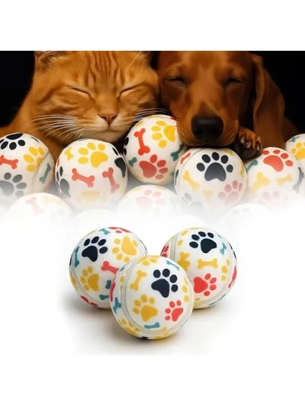 Renkli Pati Desenli Orta Boy Tenis Topu - 6.5 cm, Dayanıklı, Diş Dostu ürün görseli 1