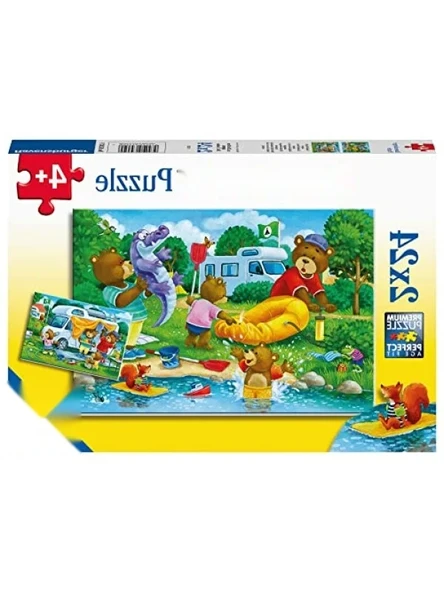 2x24 Parçalı Ayı Ailesi Kampta Puzzle - Eğlenceli Zeka Oyunu ürün görseli 1
