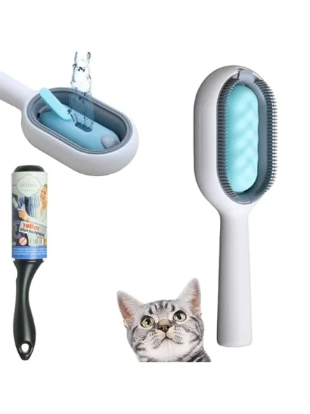 Su Hazneli Kedi Tüy Temizleme Fırçası + 60 Yaprak Hediye ürün görseli 1