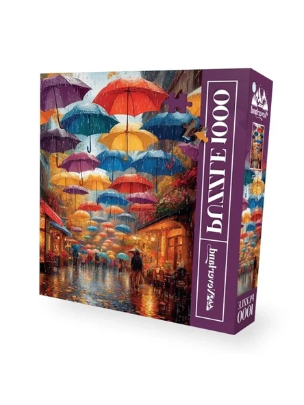 1000 Parça Yağmurlu Şemsiyeli Sokak Puzzle ürün görseli 1