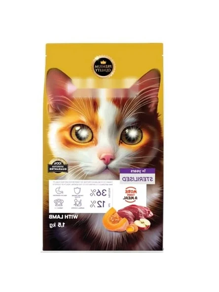 Kısırlaştırılmış Yetişkin Kediler İçin Kuzu Etli Kuru Mama - 1.5 Kg ürün görseli 1