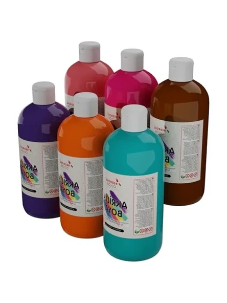 Dayanıklı Akrilik Boya Seti (6 x 500 gr) - Resim 3