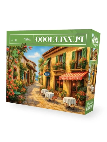 1000 Parçalı Güneşli Kafe Sokağı Puzzle ürün görseli 1