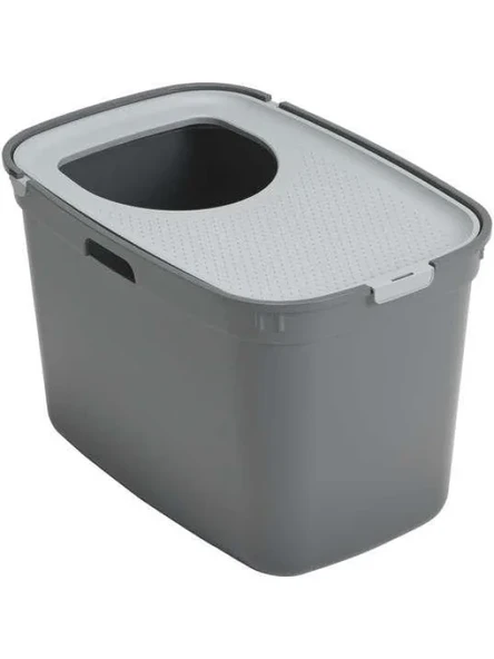Modern Kapalı Kedi Tuvaleti, Gri/Açık Gri, 59 cm ürün görseli 1