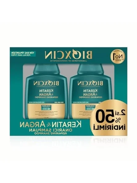 Yıpranmış Saçlar İçin Keratin ve Argan Yağlı Onarıcı Şampuan | 2 x 300 ml ürün görseli 1