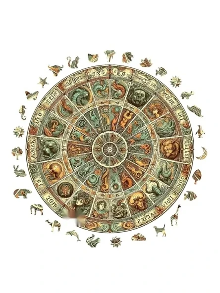 Ahşap Puzzle - Antik Zodyak Çarkı, 252 Parça, 29 x 29 cm, Yapıştırıcı Folyo Dahil ürün görseli 1