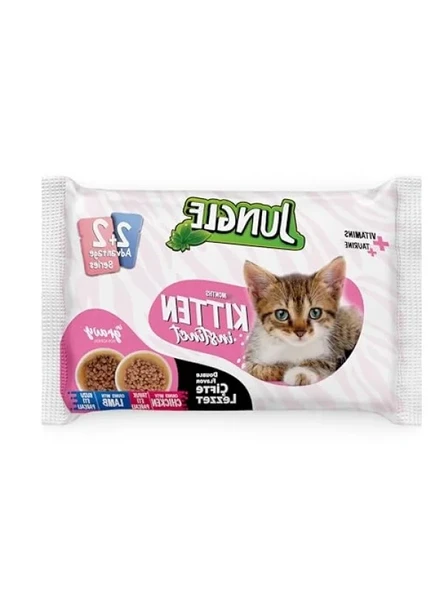 Çift Lezzet Pouch, Yavru Kedi için Tavuk-Kuzu, 4 x 100 Gr ürün görseli 1