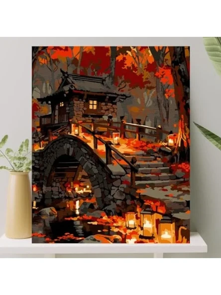 Sayılarla Boyama Tuval Seti - 40x50 cm Renkli Taş Ev ürün görseli 1