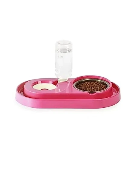 Hazneli Çelik Taslı Mama ve Su Kabı Seti, 500 ml (Turuncu) ürün görseli 1