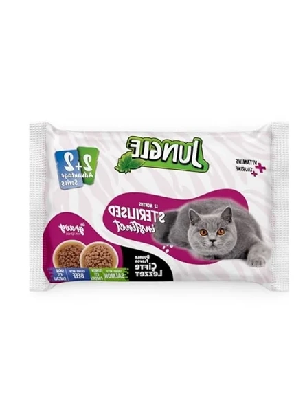 Çift Lezzetli Kedi Maması - Somon ve Biftek 4 x 100 Gr ürün görseli 1