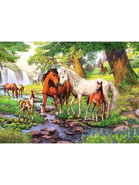 300 Parça Nehirde Atlar Temalı Puzzle - Resim 2