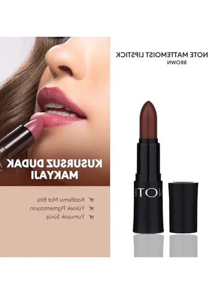 Mat Bitişli Kremsi Ruj - Kahverengi - Resim 2