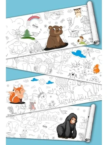 Dev Boyama Kağıdı Rulosu - Hayvanlar Alemi, 5 Metre x 45 cm ürün görseli 1