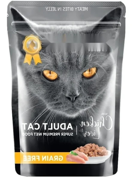 Yetişkin Kediler İçin Jöle İçinde Tavuk ve Ciğer Parça Etli Yaş Mama, 85 g x 24 Adet ürün görseli 1