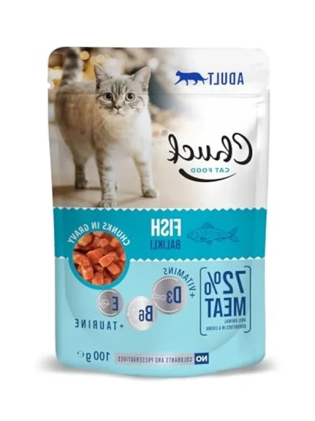 Yetişkin Kedi İçin Balıklı Yaş Mamalar, 100 Gr x 24 Adet ürün görseli 1