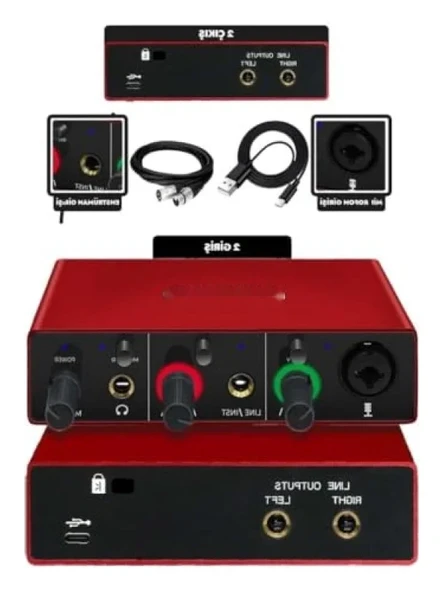 2 Giriş 2 Çıkış USB Stüdyo Ses Kartı - Resim 3