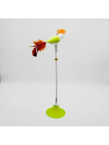 Vantuzlu Yaylı Kedi Oyuncağı - Limon Yeşili ürün görseli 1