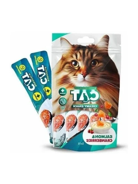 Somon ve Kızılcık Aromalı Sıvı Kedi Ödülü 5x15 gr ürün görseli 1