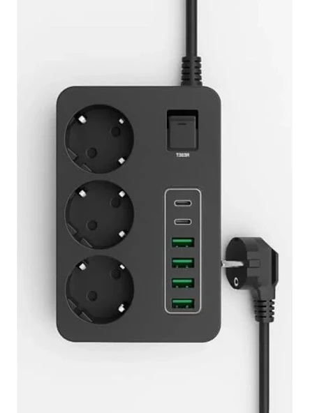 Çoklu Priz, 3 AC Soket + 5 USB Portu ürün görseli 1