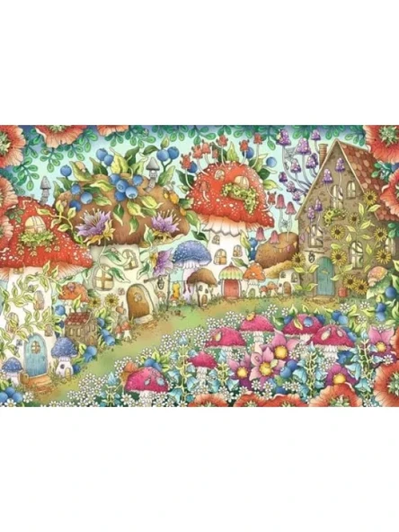 1000 Parça Çiçekli Mantar Evler Yetişkin Puzzle - Resim 2