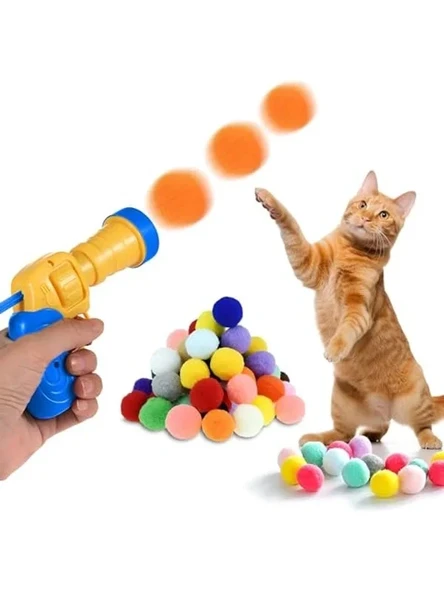 İnteraktif Kedi Oyuncak Tabancası - Ekstra Peluş Toplarla ürün görseli 1