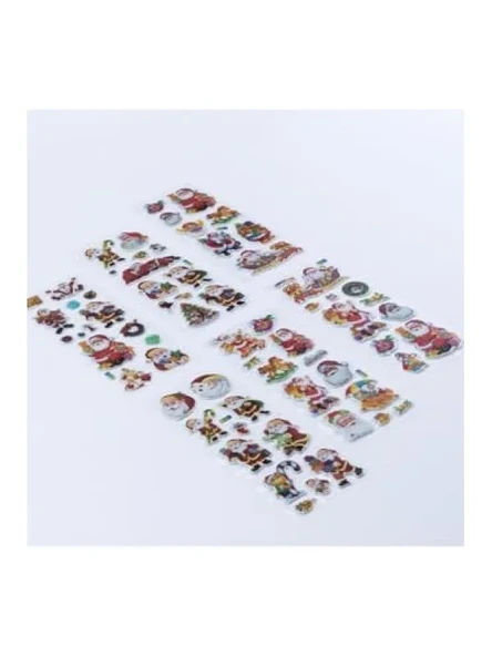 6 Adet Yılbaşı Kabartmalı Sticker Seti - Renkli ve Eğlenceli ürün görseli 1