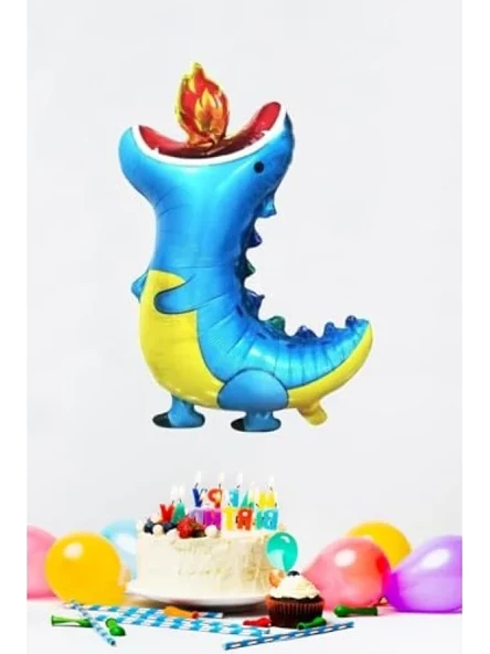88 cm Boyutunda Mavi Ejderha Folyo Balon - Resim 2