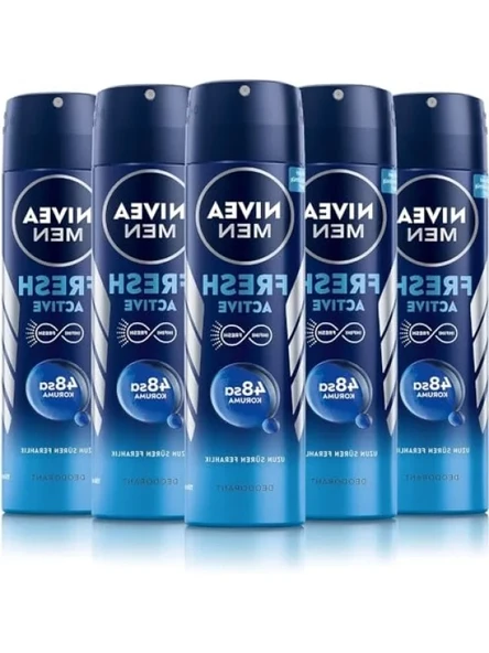 Erkek Sprey Deodorant Fresh Active 150 ml x 5 Adet - 48 Saat Koruma ürün görseli 1