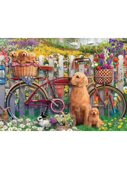 500 Parçalı Bahçede Köpekler Temalı Puzzle - Resim 2
