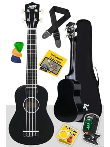 Siyah Concert Ukulele, Tuner ve Çanta ile Birlikte ürün görseli 1