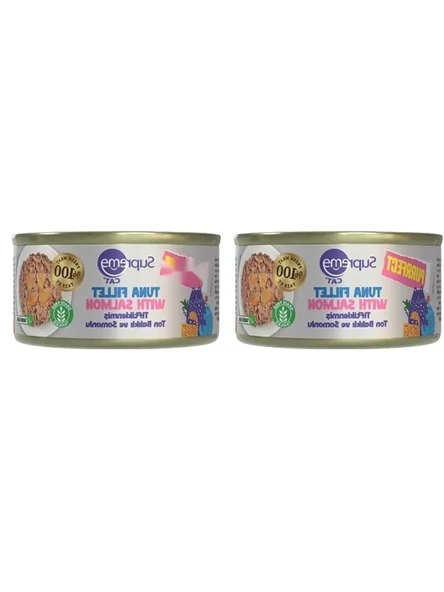 Tiftiklenmiş Ton Balıklı ve Somonlu Konserve Kedi Maması 70 gr (2 Paket) ürün görseli 1