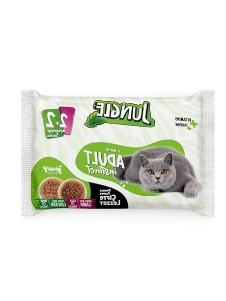 Çift Lezzetli Yetişkin Kedi Maması 4 x 100 Gr - Kuzulu ve Tavuklu ürün görseli 1