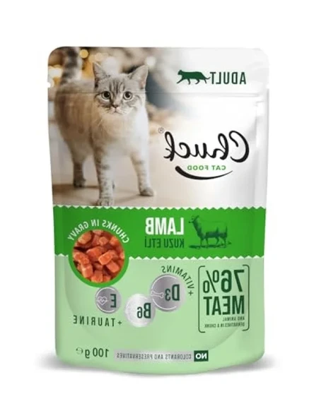 100 Gr Kuzu Etli Yaş Kedi Maması, 24 Adet Paket ürün görseli 1