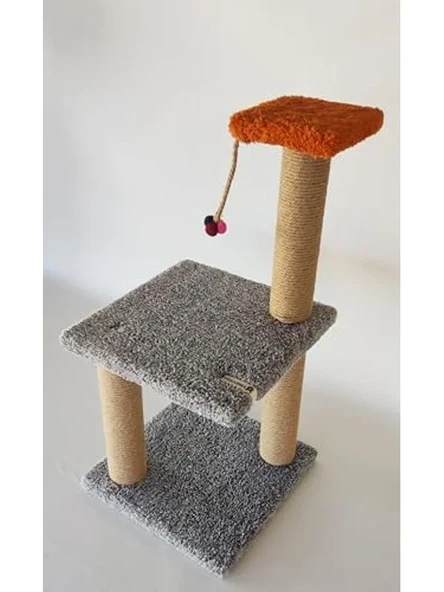 İki Katlı Gri Kedi Tırmalama Tahtası - Güvenli Oyun Alanı ürün görseli 1