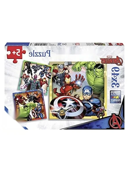 3x49 Parça Eğlenceli Yapboz Seti - Avengers Temalı ürün görseli 1