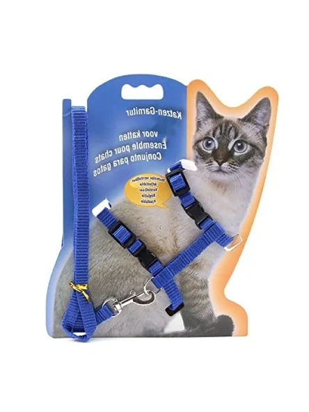 Ayarlanabilir ve Şık Kedi Gezdirme Tasması 120 cm Mavi ürün görseli 1
