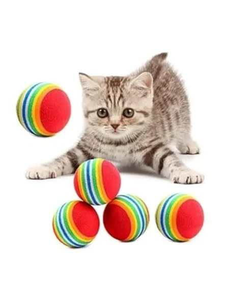 Gökkuşağı Renkli Kedi Köpek Oyun Topu (2 Adet, 4,2 cm) ürün görseli 1